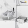 PawHut Cat Litter Tray Stainless Steel, Cat Litter Box High Sided with Metal Litter Scoop, Never Absorbs Odors, Anti Leakage & Easy to Clean, 43 x 33 x 25 cm, Grey