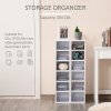 HOMCOM 204 CD Media Display Shelf Unit Set of 2 Blu-Ray Tower Rack w/ Adjustable Shelves Bookcase Storage Organiser, White