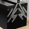 DURHAND Metal Tool Box 3 Tier 5 Tray Professional Portable Storage Cabinet Workshop Cantilever Toolbox with Carry Handle, 56cmx20cmx34cm, Black