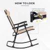 Outsunny Garden Rocking Chair Folding Outdoor Adjustable Rocker Zero-Gravity Seat with Headrest Camping Fishing Patio Deck, 95 x 64 x 106 cm - Beige