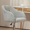 HOMCOM Office Chair, Teddy Fleece Swivel Computer Desk Chair, Makeup Vanity Seat with Adjustable Height for Home Study Bedroom, Grey