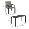Outsunny 4 Seater Rattan Dining Set with Rectangular Glass Top Table and 4 Armchairs, PE Rattan Garden Furniture Set, Outdoor Dining Table and Chairs for Patio, Balcony, Lawn, Mixed Grey
