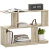 HOMCOM S-Shaped Side Table, 3-Tier Narrow End Table with Storage Shelves, Modern Nightstand for Living Room, Bedroom, 90W x 30D x 61H cm, Natural Wood Finish