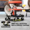 HOMCOM Rolling Mechanic Stool, 135kg Capacity Workshop Stool, 360?? Swivel Roller Padded Creeper Seat with Wheels, Tool Trays Storage for Garage, Shop, Auto Repair, Yellow
