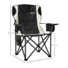 Outsunny Set of 2 Folding Camping Chairs, Padded Camping Chairs with Adjustable Armrests, Portable & Lightweight Folding Camp Chair with Cooler Bag, Cup Holder and Side Pockets, Black