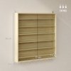 HOMCOM 7-Tier Wall Mounted Display Cabinet, Display Case with 6 Adjustable Shelves, Glass Doors for Home Office Ornaments 83x80cm, Oak