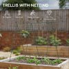 Outsunny Garden Cucumber Trellis for Climbing Plants, A-Frame Trellis Plant Support with Climbing Net, DIY Adjustable Cucumber Support Frame for Raised Bed, Vegetables, Flowers, Fruit, Green
