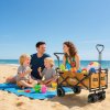 Outsunny 120L Festival Trolley on Wheels, Folding Camping Trolley Cart with Removable Canopy, All-Terrain Wheels, Adjustable Handle and Side Pockets for Garden Beach Fishing Shopping, Orange