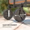 Outsunny 160L Festival Trolley on Wheels, Folding Camping Trolley Cart w/ Tailgate, 100kg Heavy Duty Garden Collapsible Folding Wagon w/Adjustable Handle, Carry Bag for Beach Picnic, Grey and Orange