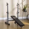 HOMCOM Adjustable Weight Bench, Foldable Bench Press with Barbell Rack, Dip Station, for Home Gym, Strength Training, Multi-Use Workout Bench, Grey