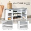 HOMCOM Shoe Bench with Seat Cushion Shoe Storage Cabinet with 7 Compartments Drawer Adjustable Shelves for Entryway Hallway Living Room
