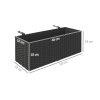 Outsunny Set of 2 Hanging Flower Boxes, 50 cm Long, Rattan Look Flower Pot with Drainage Holes and Hooks, Railing Box for Fence Balcony Garden