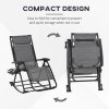 Outsunny Garden Rocking Chair Folding Recliner Outdoor Adjustable Sun Lounger Rocker Zero-Gravity Seat with Headrest Side Holder Patio Deck - Grey