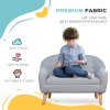 HOMCOM Children's Armchairs Kids Armchair Toddler Chair 2 Seater Wood Frame Mini Sofa for Bedroom Playroom Grey