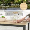 Outsunny Garden Table for 6 People, 175 x 78 x 75 cm Rectangle Outdoor Dining Table with Slatted Top, Metal Frame, for Balcony, Deck, Teak