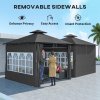 Outsunny 3 x 3 m Garden Gazebo, Double Roof Metal Gazebo with Removable Sidewalls and Church Windows, Outdoor Canopy Shelter, Dark Grey