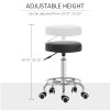 Vinsetto Round Rolling Stool, PU Leather Height Adjustable Stool Chair with Wheels and Swivel Seat for Salon, Massage, Spa, Home Kitchen, Black