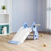 AIYAPLAY 3 in 1 Kids Slide, Giraffe Shape Toddler Slide with Climber, Basketball Hoop and Ball, Indoor Playground Equipment for Age 1-3, Blue