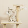 PawHut Cat Tree for Indoor Cats 135cm Kitten Tower Scratching Post Kitty Scratcher Climbing Tower with Ladder, Beige