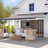 Outsunny 3.5 x 3 m Electric Awning with Remote Controller, Aluminium Frame DIY Retractable Awning, UV50+ Sun Shade Canopy for Garden Patio Deck Door Window, Light Grey