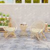 Outsunny Outdoor Seat Cushions Set of 2 with UV Protected Cover, Thick Round Chair Cushions for Patio Furniture, Tufted Design Chair Pads, 60 x 60 cm, Beige