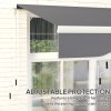 Outsunny 2.5m x 2m Retractable Awning, DIY Garden Awning Canopy, Anti-UV Sun Shade Shelter with Aluminium Frame and Crank Handle, Dark Grey