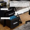 HOMCOM 3 Drawer Filing Cabinet with Lock and Edged Top, Lockable Filing Cabinet on Wheels with Hanging Bars for Letter and A4 Size, Black