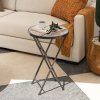 Outsunny Mosaic Outdoor Garden Table, 35.5cm Round Folding Coffee Table with Metal Frame for Balcony Terrace, Multicolour