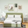 HOMCOM Bedside Tables Set of 2, Bedside Cabinet with 2 Drawers, Gold Steel Legs, Modern Side Table with Striped Panel for Bedroom, Living Room, Grey