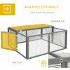 PawHut Rabbit Hutch, Folding Portable Wooden Rabbit Run with Openable Top, for 2-3 Rabbits, Guinea Pig Run for Outdoor, Garden - Grey