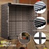 Outsunny Outdoor Coffee Table, PE Rattan Side Table with Tempered Glass Top, Wicker Square Garden Coffee Table End Table with Steel Frame for Patio, Balcony, 60 x 62 x 38cm, Dark Grey