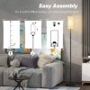 HOMCOM Floor Lamp for Living Room, Modern Standing Lamp with Linen Shade & Foot Switch, Minimalist Tall Pole Lampshade for Bedroom, Office, White