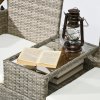 Outsunny 2 Seat Rattan Garden Bench, Patio Wicker Chair with Glass Tea Table, Outdoor Love Seat with Padded Cushions, for Garden, Porch, Mixed Grey/Cream White