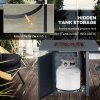 Outsunny Square Propane Gas Fire Pit Table, 40000 BTU Rattan Smokeless Firepit Patio Heater with Lava Rocks and Lid, 71cm x 71cm x 62cm, Dark Grey