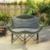 Outsunny Double Camping Chair for Adults, Oversized Heavy Duty Padded Folding Chair with Armrests, Cup Holders and Carry Bag for Outdoor Camping Hiking Picnic Fishing, 250kg Capacity, Green
