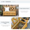 Outsunny Wood Garden Bench 2 Seater Storage Chest Patio Seating Chair with High Back and Armrest, Yellow