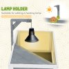 PawHut Wooden Tortoise House with Storage Shelf, Tortoise Enclosure Habitat with Clear Windows, Lamp Holder, Openable Top, Built-in Tray, for Indoor Use, Grey