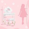 AIYAPLAY Kids Dressing Table with Mirror, Stool, Kids Vanity Table with Cloud Design, Drawer, for Ages 3-6 Years, White