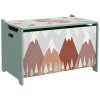ZONEKIZ Toy Box, Kids Toy Chest with Lid, Safety Hinge, Cute Design - Green