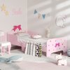 ZONEKIZ Kids Toddler Bed, Safety Rails, Kids Bedroom Furniture for Boys, Girls, Ages 3-6 Years, 143 x 74 x 59cm - Pink