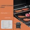 Outsunny 4 Burner Gas BBQ, Outdoor Grill, Portable Barbecue Trolley with Warming Rack, Side Shelves, Storage Cabinet, Thermometer, Carbon Steel, Black