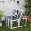 PawHut 48 Inch Rabbit Hutch Rabbit Run Small Animal Guinea Pig House Bunny Cage Hideaway Outdoor with Openable Roof Grey