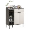 HOMCOM Shoe Cabinet, Hallway Shoe Storage Cabinet with 4-Tier Open Shelf, Double Doors and 3 Adjustable Shelves for 12 Pairs of Shoes, Graphite Wood Effect