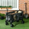 Outsunny Folding Garden Trolley, Cargo Traile on Wheels, Collapsible Camping Trolley, Outdoor Utility Wagon with Steel Frame and Oxford Fabric, Dark Grey