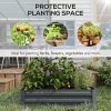 Outsunny Set of 2 291L Raised Garden Bed, Elevated Planter Box with Galvanised Steel Frame for Growing Flowers, Herbs, 100 x 100 x 30 cm, Dark Grey