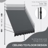 Outsunny 2 x 1.2m Free Standing Retractable Awning, Non-Screw Patio Sun Shade Shelter with Support Pole Stand and UV Resistant Fabric, for Window, Door, Porch, Deck, Dark Grey