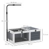 PawHut Tortoise House, Wooden Tortoise Table, Tortoise Enclosure with Adjustable Lamp Holder, Openable Lids, Pull-Out Trays - Grey