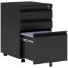 Vinsetto 3-Drawer Filing Cabinet with Lock, Mobile Steel File Cabinet for A4, Legal and Letter Size, Under Desk Drawers with Pre-Assembled Body for Home Office, 39 x 48 x 60 cm, Black