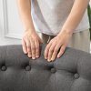 HOMCOM Tub Chair, Armless Single Sofa, Modern Button Tufted Armchair, Upholstered Linen Fabric Longue Accent Chair for Living Room, Bedroom, Charcoal Grey