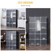 HOMCOM Portable Wardrobe for Bedroom, 15 Cube Closet with Hanging Rail, Modular Storage Cabinet, Plastic Armoire for Space Saving, White and Black